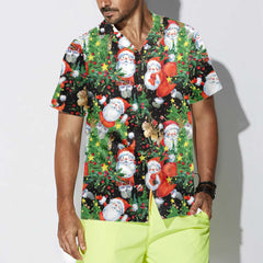 Watercolor Santa Pattern Hawaiian Shirt, Funny Christmas Santa Shirt, Gift For Christmas - Hyperfavor