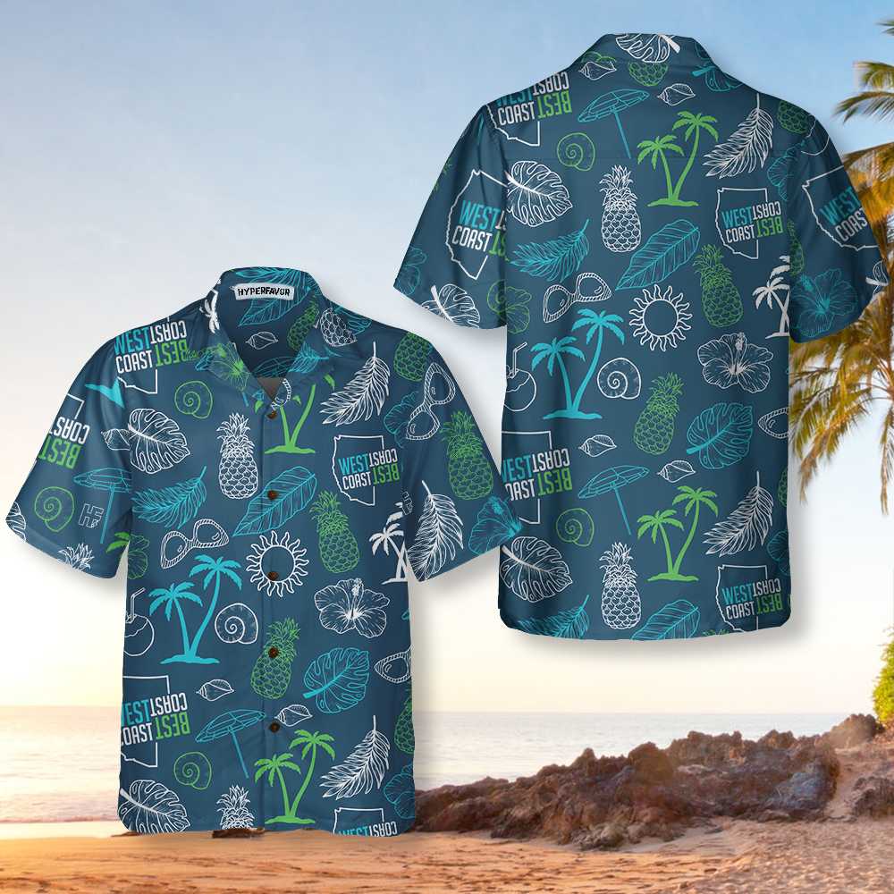 West Coast Best Coast Tropical Hawaiian Shirt - Hyperfavor