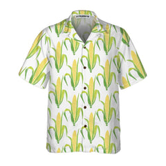 Yellow Corncobs With Green Leaves Corn Hawaiian Shirt, Corn Shirt Short Sleeve, Button Corn Cob Shirt Corn Gift - Hyperfavor