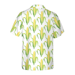 Yellow Corncobs With Green Leaves Corn Hawaiian Shirt, Corn Shirt Short Sleeve, Button Corn Cob Shirt Corn Gift - Hyperfavor