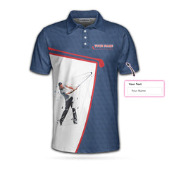 Your Hole Is My Goal Custom Polo Shirt, White And Blue Golf Sayings Shirt, Personalized Golf Gift Idea - Hyperfavor