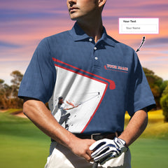 Your Hole Is My Goal Custom Polo Shirt, White And Blue Golf Sayings Shirt, Personalized Golf Gift Idea - Hyperfavor