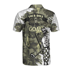 Your Hole Is My Goal Skull Golfer Custom Polo Shirt, Personalized Golf Shirt For Men - Hyperfavor