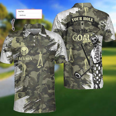 Your Hole Is My Goal Skull Golfer Custom Polo Shirt, Personalized Golf Shirt For Men - Hyperfavor
