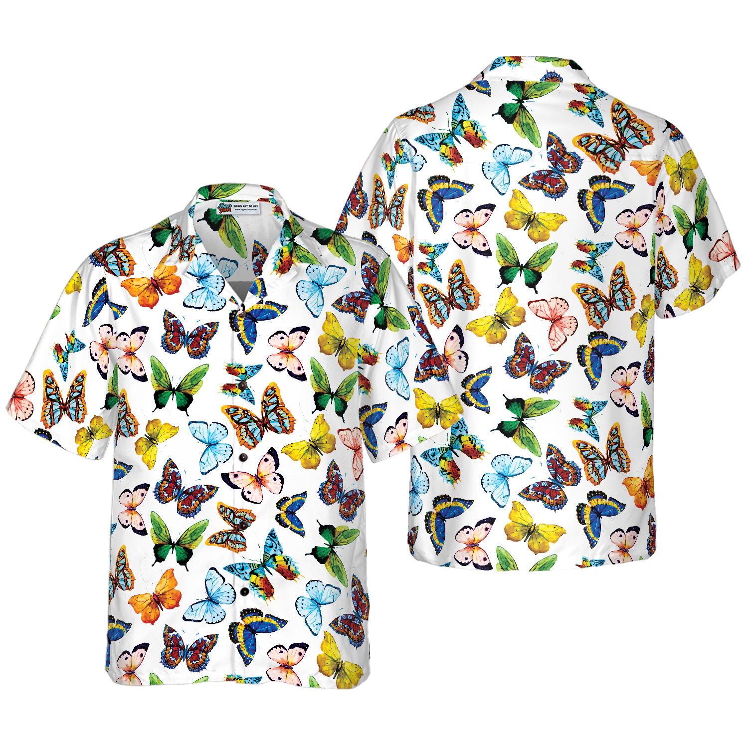 Watercolor Butterflies Hawaiian Shirt - Hyperfavor