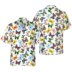 Watercolor Butterflies Hawaiian Shirt - Hyperfavor