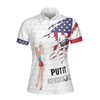 Golf American Flag Girl Short Sleeve Women Polo Shirt - Hyperfavor