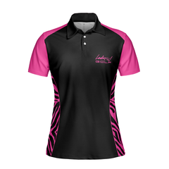 Dark Pink Zebra Pattern Thinning Layout For Lady Golfer Golf Short Sleeve Women Polo Shirt, Best Shirt For Ladies - Hyperfavor