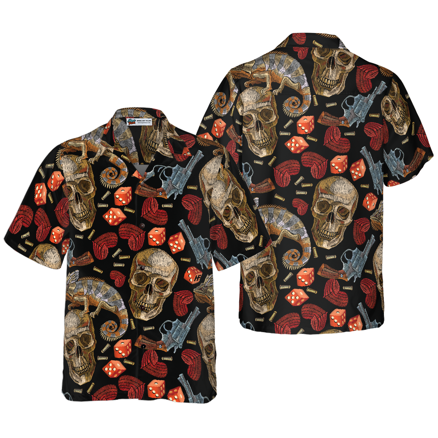 Skull Chameleon Hawaiian Shirt - Hyperfavor