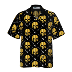 Golf And Golden Skull Pattern Hawaiian Shirt - Hyperfavor