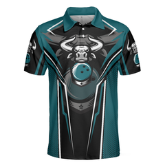 Clean Sweep Bowling Bull Short Sleeve Polo Shirt, Digital Bowling Alley Polo Shirt, Best Bowling Shirt For Men - Hyperfavor