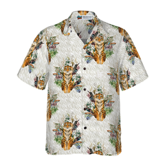 Floral Boho Tiger Shirt For Men Hawaiian Shirt - Hyperfavor