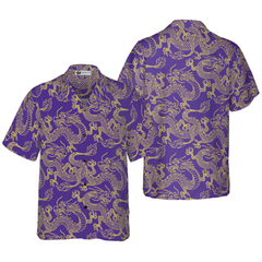 Purple And Gold Edition Oriental Dragon Hawaiian Shirt - Hyperfavor