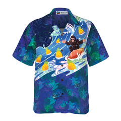 Bigfoot Surfing Tropical Hawaiian Shirts for Men - Hyperfavor