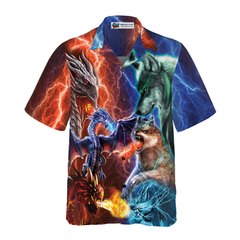 Dragon Vs Wolves Hawaiian Shirt - Hyperfavor