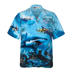 Extreme Dangerous Shark In The Sea Hawaiian Shirt - Hyperfavor