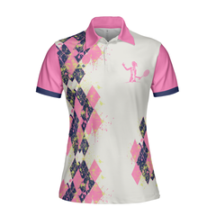 Tennis I Know I Play Like A Girl Short Sleeve Women Polo Shirt, White And Pink Tennis Shirt For Ladies, Gift For Tennis Players - Hyperfavor