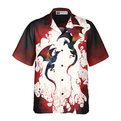 Blood Dragon with Vintage Rose Mens Hawaiian Shirt - Hyperfavor