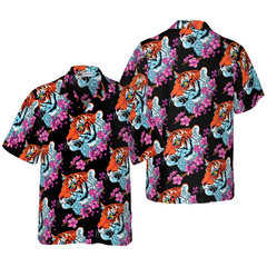 Sakura Tiger Shirt For Men Hawaiian Shirt - Hyperfavor