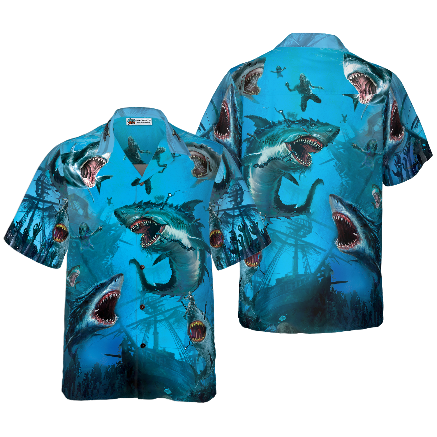 Shark Under The Sea Hawaiian Shirt - Hyperfavor