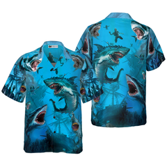 Shark Under The Sea Hawaiian Shirt - Hyperfavor