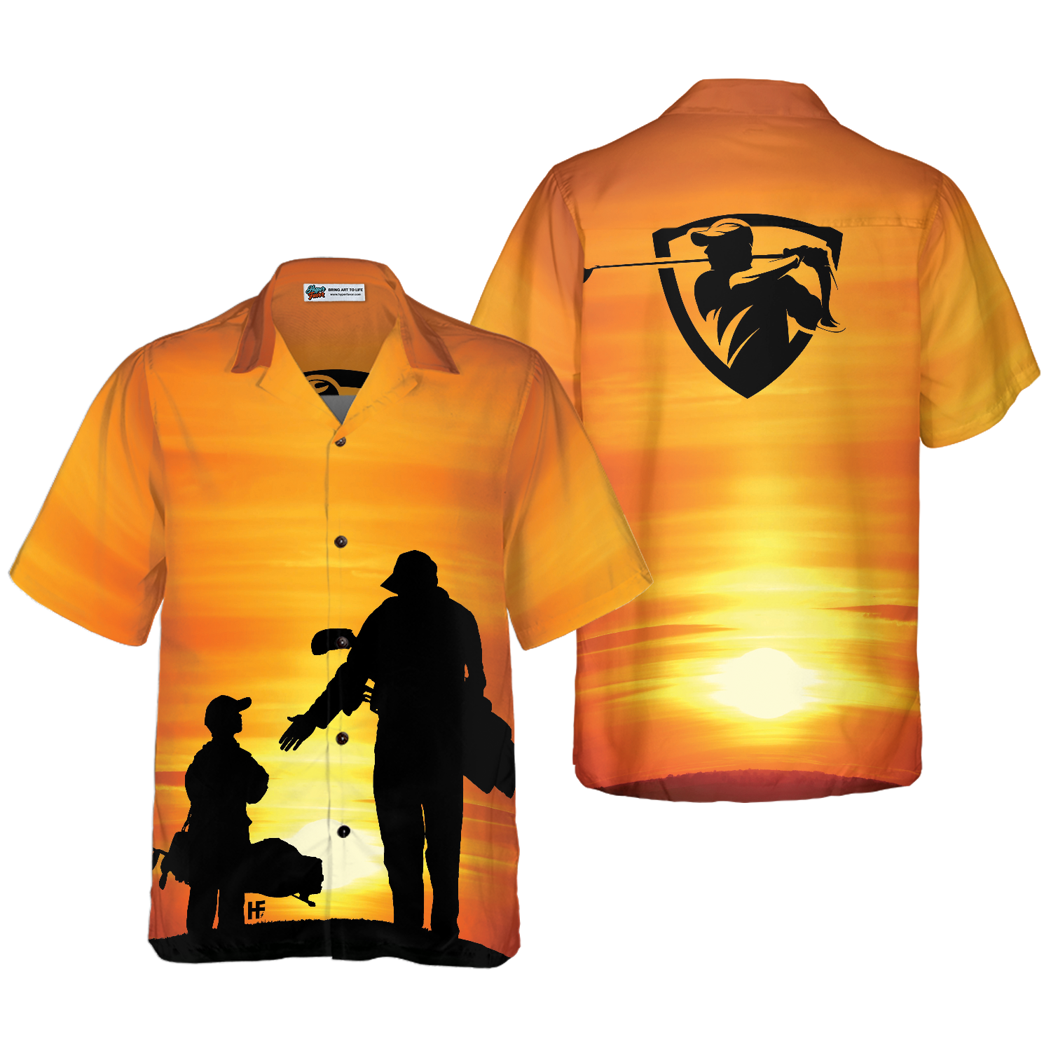 Son And Dad Playing Golf Hawaiian Shirt - Hyperfavor