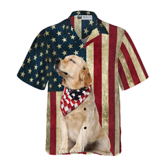 Golden Retriever American Flag Hawaiian Shirt - Hyperfavor