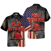 Play With Fire Firefighter Helmet American Flag Hawaiian Shirt, Black And White Fire Truck Firefighter Hawaiian Shirt - Hyperfavor