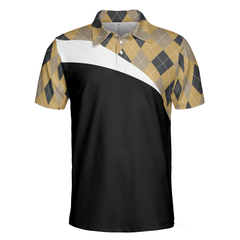 Just A Man Who Loves Golf & Beer Polo Shirt, Argyle Pattern Polo Style Golfing Shirt For Men, Best Drinking Golf Shirt - Hyperfavor