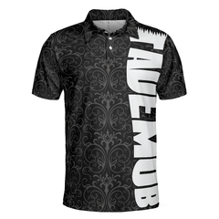 Renaissance Fade Mob Barber Hairstylist Polo Shirt, Black Brocade Pattern Polo Shirt, Hairstylist Shirt For Men - Hyperfavor