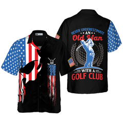 Skull Golf With American Flag Hawaiian Shirt - Hyperfavor