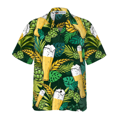 Beer Hawaiian Shirt For Men, Beer Lovers Aloha Shirts, Green Tropical Shirt - Hyperfavor