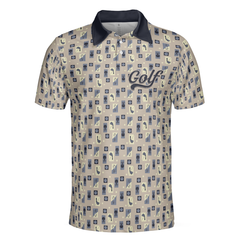 Golf Objects Pattern Short Sleeve Polo Shirt, Golf Tee And Club Polo Shirt, Best Golf Shirt For Men - Hyperfavor