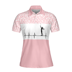 Pink Tennis Leopard Short Sleeve Women Polo Shirt. Best Women Tennis Shirt, Leopard Pattern Tennis Shirt For Female Players - Hyperfavor