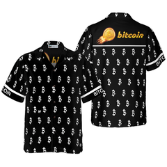 Black And White Bitcoin Pattern Hawaiian Shirt - Hyperfavor