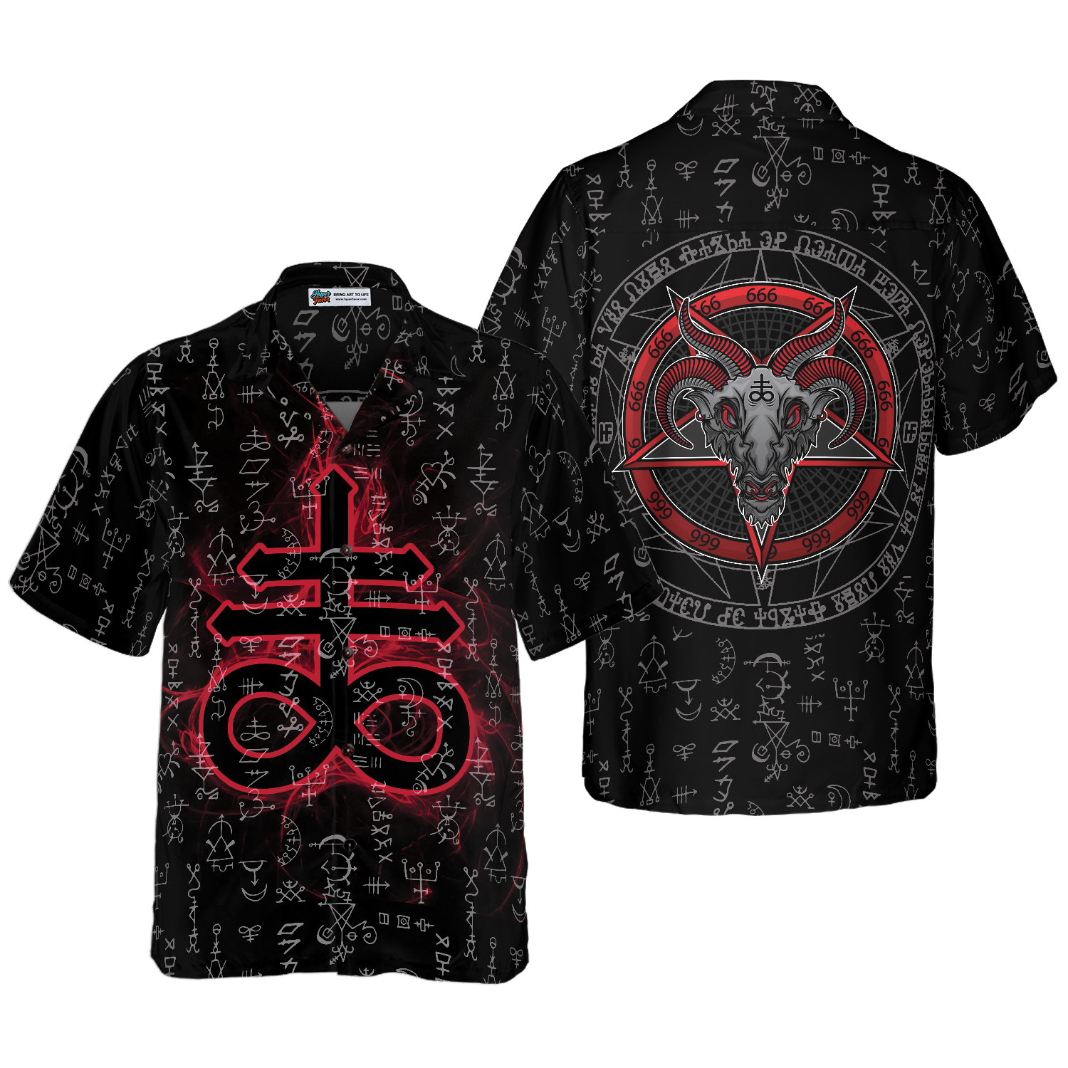 Satanism Magic Circle 666 Sign Hawaiian Shirt - Hyperfavor