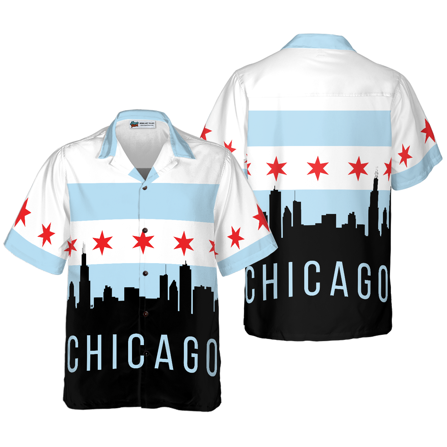 Chicago City Skyline Landmarks Hawaiian Shirt - Hyperfavor