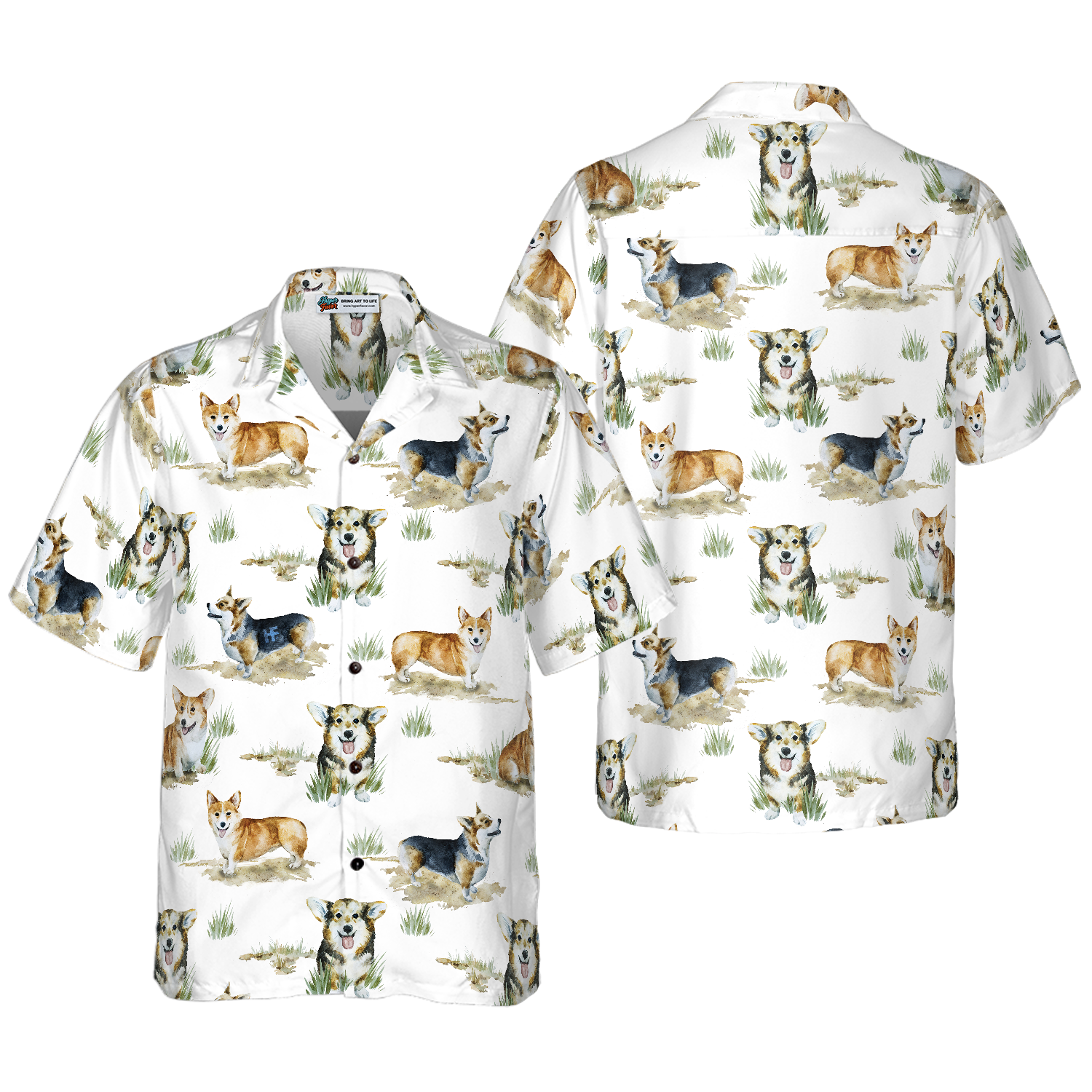 Smiling Corgi Shirt For Men Hawaiian Shirt - Hyperfavor