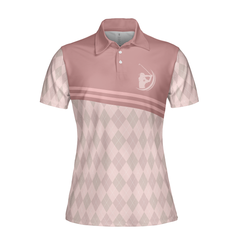 Golf & Wine Kind Of Girl Short Sleeves Polo Shirt, Pink Argyle Pattern Golf Shirt, Wine Golf Shirt For Ladies - Hyperfavor