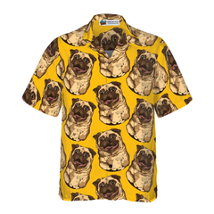Cute Pugs Seamless Pattern Shirt For Men Hawaiian Shirt - Hyperfavor