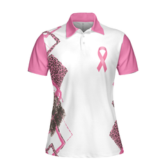 Strength Is A Woman Fighting Cancer With A Smile On Her Face Breast Cancer Awareness Short Sleeve Women Polo Shirt - Hyperfavor