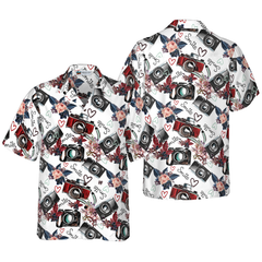 Vintage Camera Pattern Hawaiian Shirt - Hyperfavor
