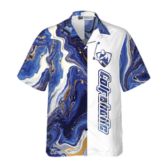 Blue Marble And Gold Golfaholic Hawaiian Shirt - Hyperfavor