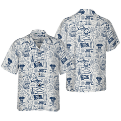 Vintage Pirate And Nautical Symbols Hawaiian Shirt - Hyperfavor