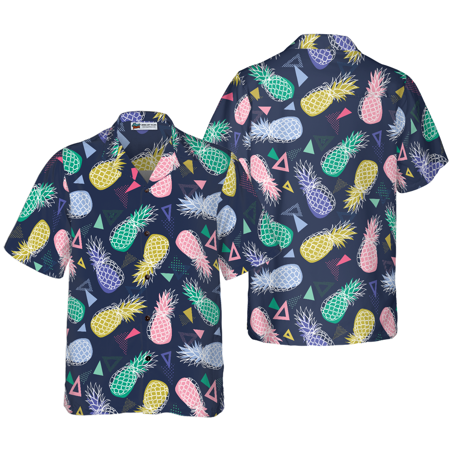 Pineapple Fruits In Memphis Style Hawaiian Shirt - Hyperfavor