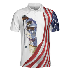 American Flag Golf Art Polo Shirt, Patriotic Golf Shirt For Golfers, Golf Gift Idea For American Lovers - Hyperfavor