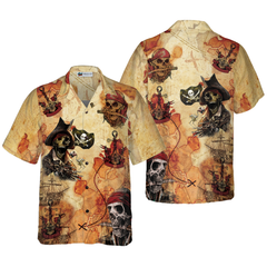 Pirate Skull Treasure Hunt Hawaiian Shirt - Hyperfavor