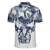 Blue And White Camouflage Golf Set Short Sleeve Skull Golf Polo Shirt, Best Camo Golf Shirt For Men - Hyperfavor