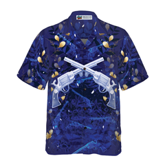 Vintage Gun Blue Hawaiian Shirt For Men - Hyperfavor