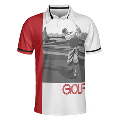 Man Playing Golf Short Sleeve Polo Shirt, Golfer Graphic Polo Shirt, Best Golf Shirt For Men - Hyperfavor